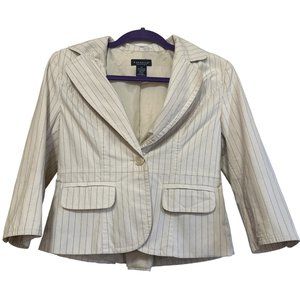 Rafaella Petites Striped Blazer Jacket Single-Breasted Cotton Blend Women Sz 8P